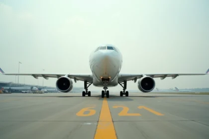 Airbus A330 Air France sur le tarmac d'un aéroport international, vue au sol grand angle