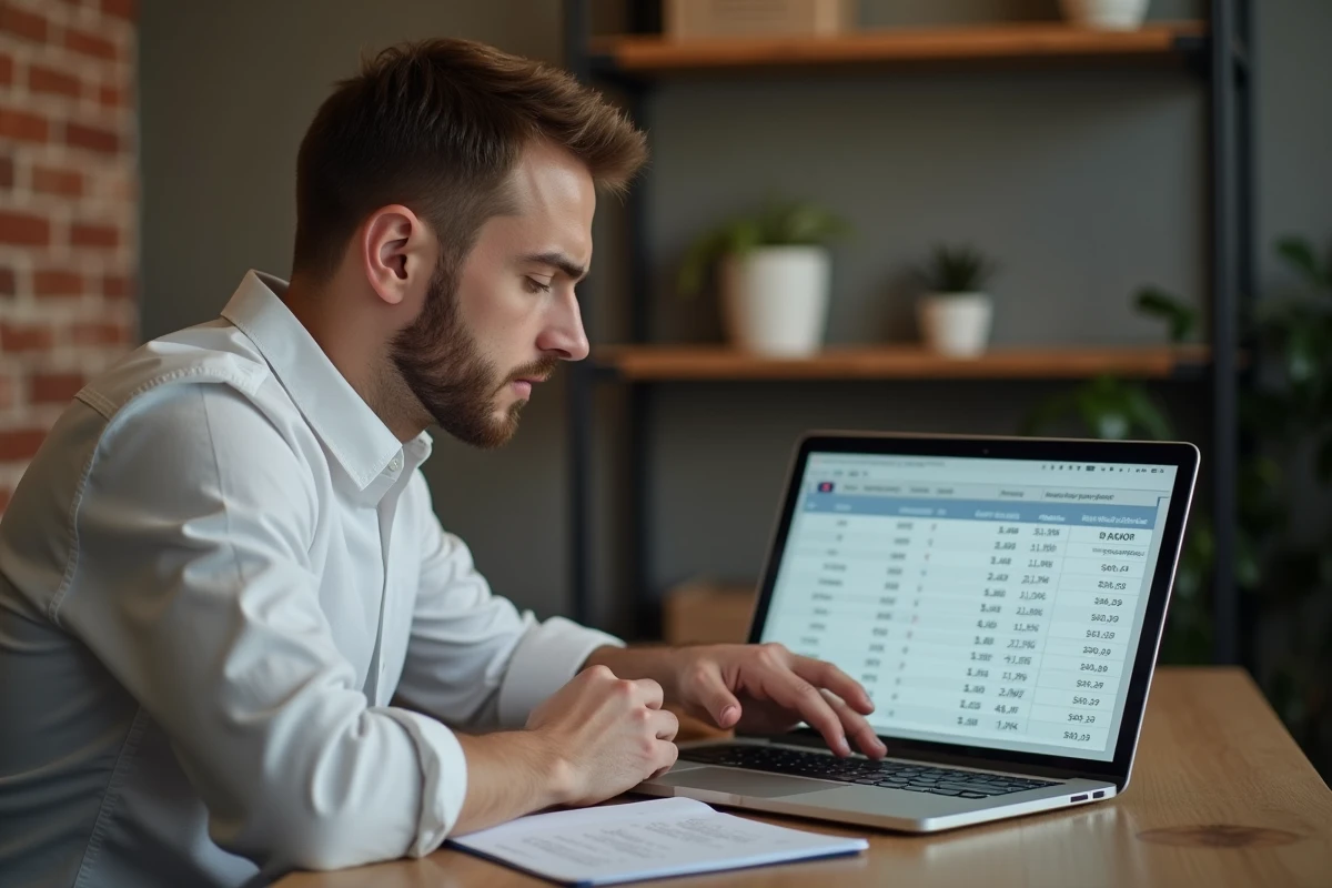 Jeune professionnel analysant des données salariales sur ordinateur, cherchant à comprendre les pratiques opaques du recrutement tech