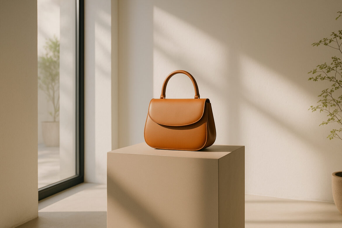 Photo hyperrealiste d'une vitrine moderne avec un produit élégant sur un socle blanc