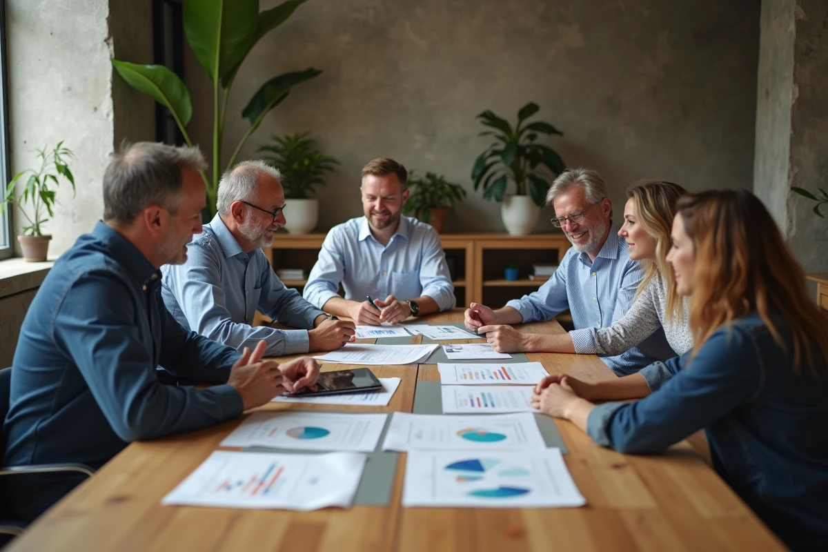 Groupe de personnes discutant contrats agricoles en réunion