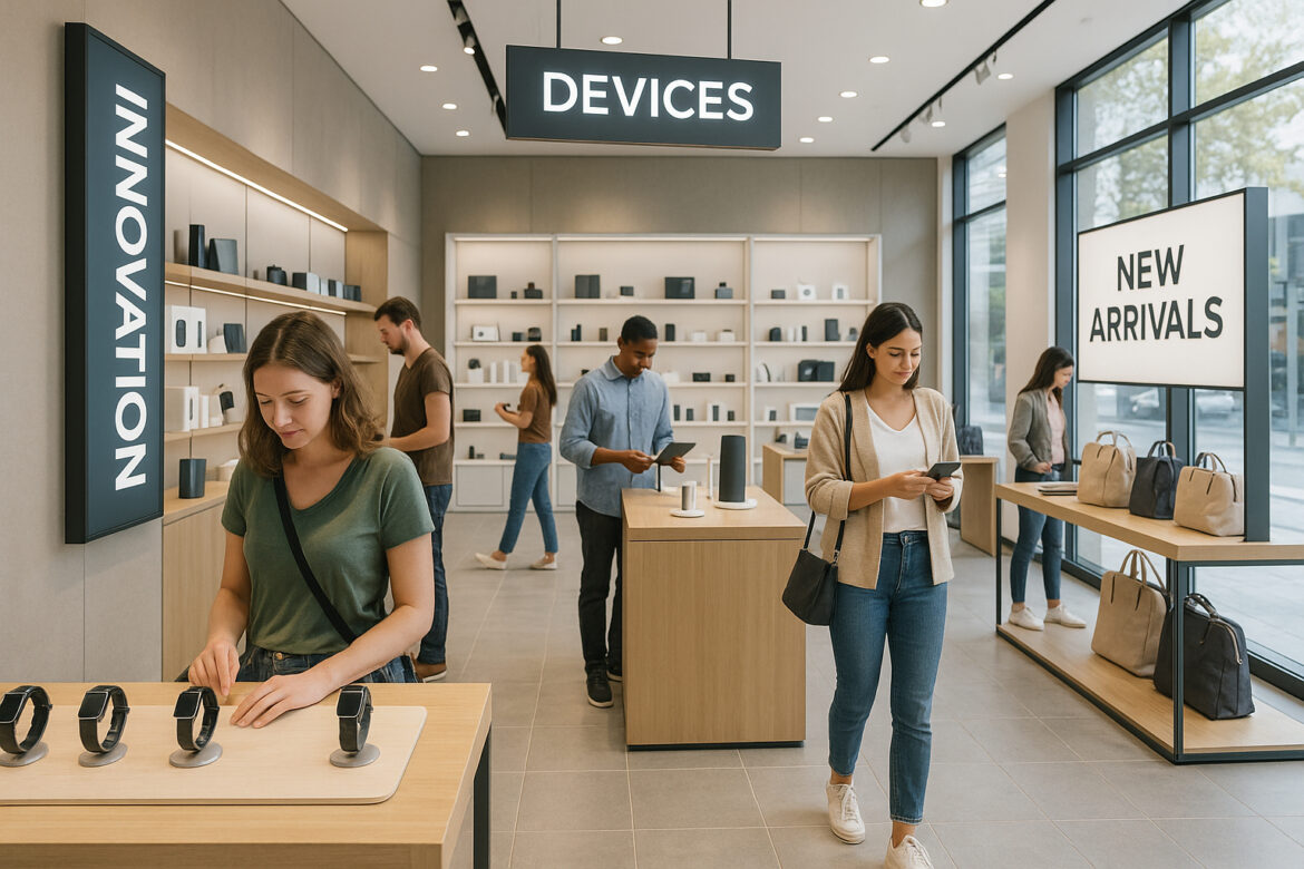 Photo hyperrealiste d un intérieur de magasin moderne avec affichages innovants