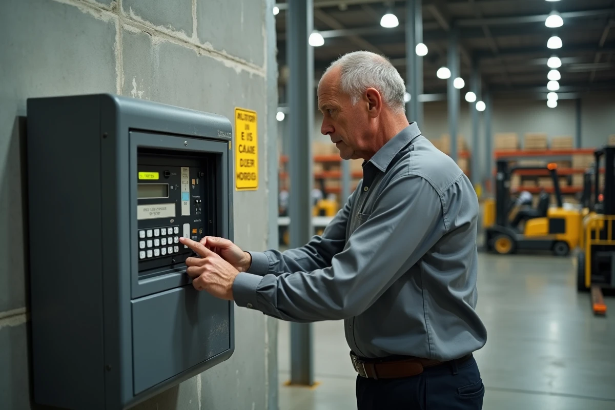 Ouvrier pointant sa carte de temps dans une usine, illustrant la réglementation du temps de travail légal