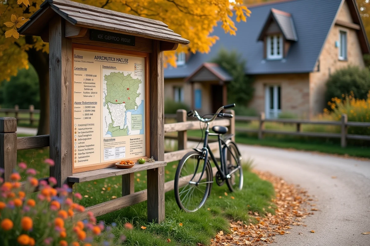 Panneau d'information avec horaires et tarifs affiché à l'entrée de la Ferme du Fays dans l'Yonne pour les visiteurs