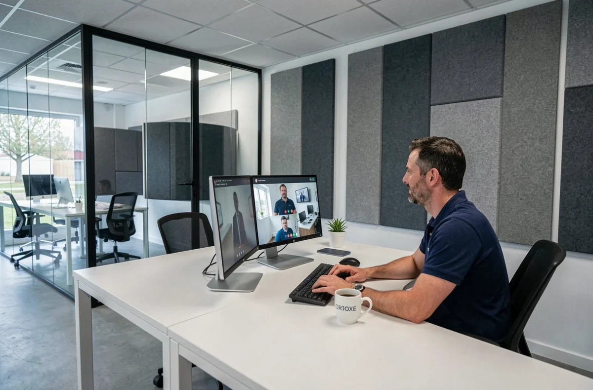 Espace Today Coworking à Bailly-Romainvilliers avec un homme en visioconférence dans un bureau moderne