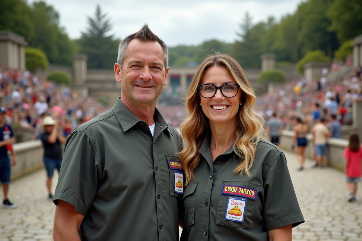 Volontaires en uniforme près de l